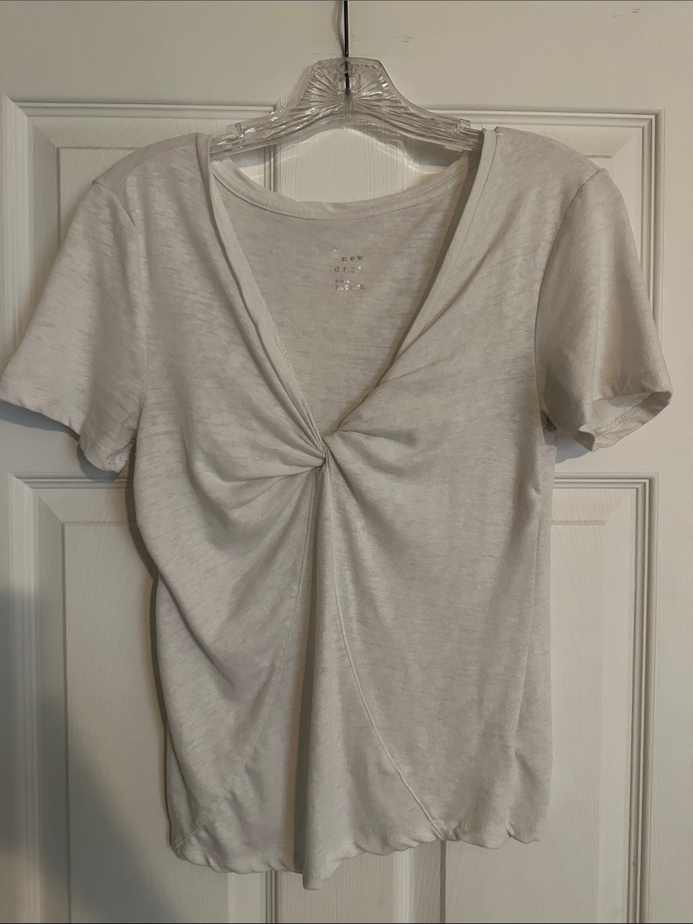a new day Cream Twist-Front Short Sleeve Tee